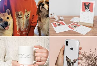 Dog sweater, dog calendar, dog mug and dog phone case gift ideas