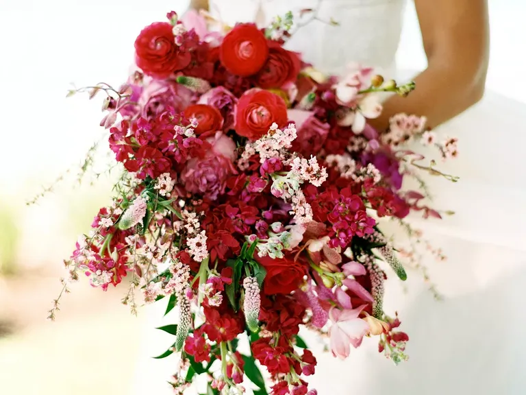 Cascading Ranunculus and Orchid Wedding Bouquet