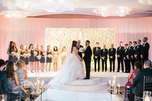 Glam Floral Backdrop and Mirrored Aisle Decor