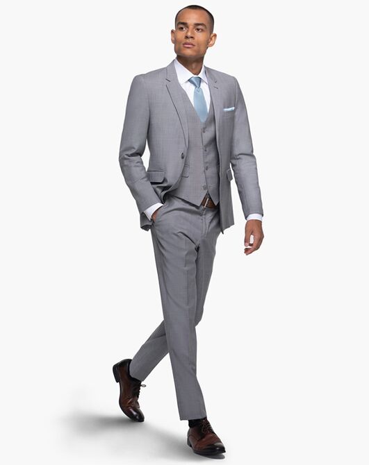 Generation Tux Gray Sharkskin Notch Lapel Suit Gray Tuxedo - 3