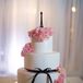 Wedding Cake with Eiffel Tower Cake Topper and Cherry Blossoms