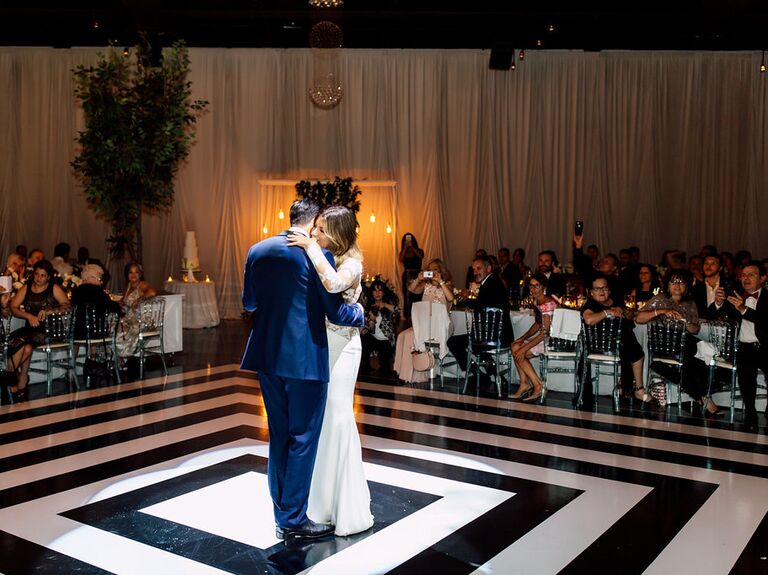 Graphic striped black and white dance floor