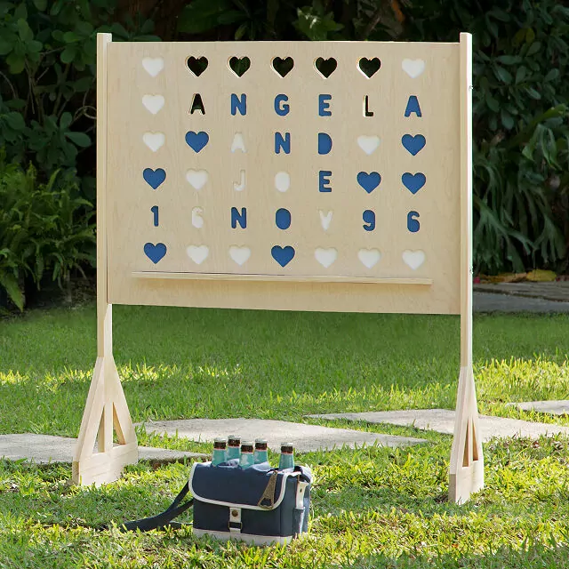 Four across lawn game from Uncommon Goods for your 19th wedding anniversary
