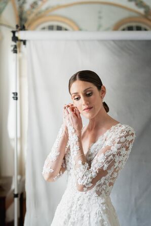 Bride Getting Ready in Justin Alexander Wedding Dress