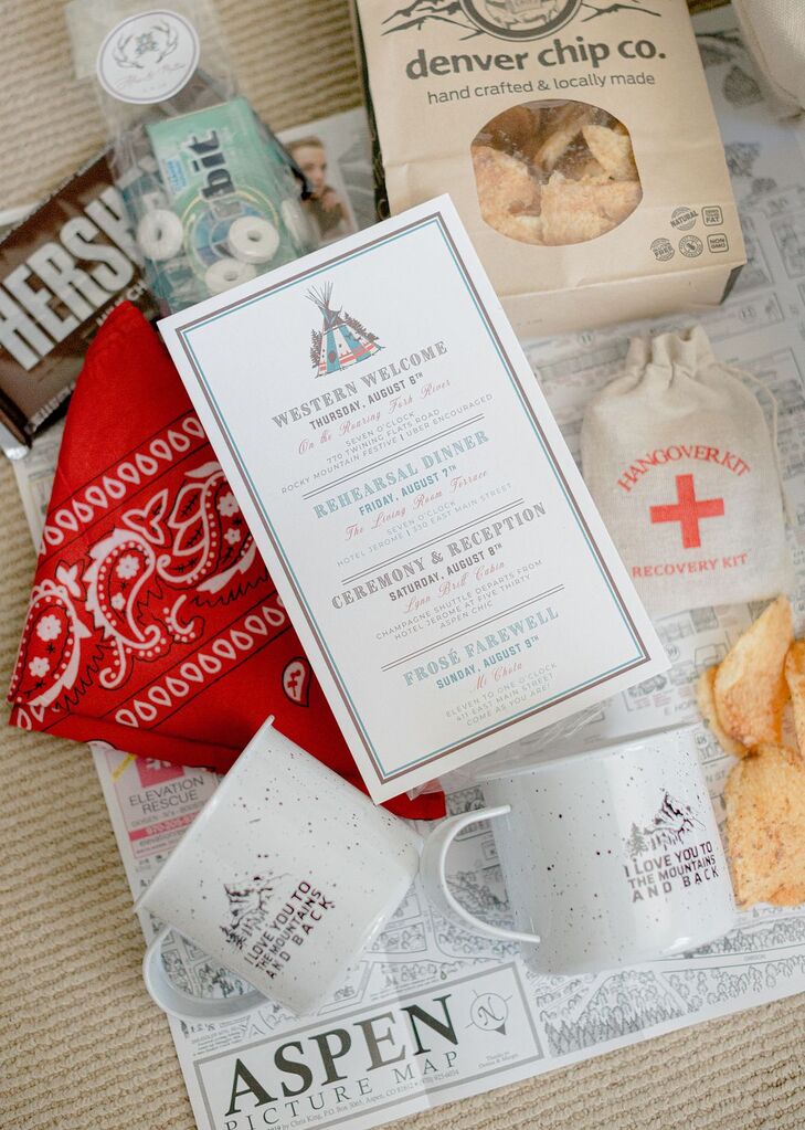 Welcome Amenities and Itinerary for Wedding at Lynn Britt Cabin in Aspen, Colorado