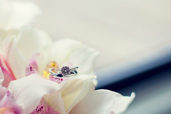 Round Cut Diamond Ring with Orchids