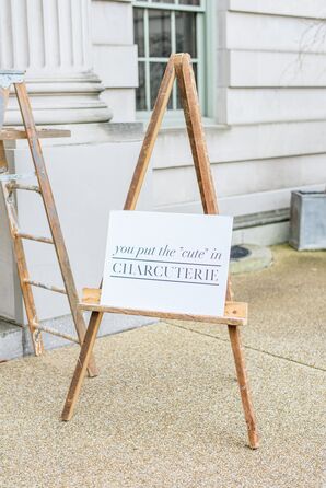 Charcuterie Sign on Wood Easel at the Anderson House in Washington, DC