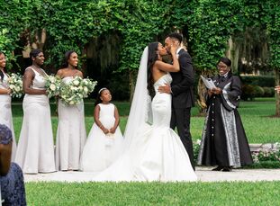 To celebrate their relationship, which blossomed during college for these two lawyers, Natasha and Reggie planned a wedding off the coast of Georgia a