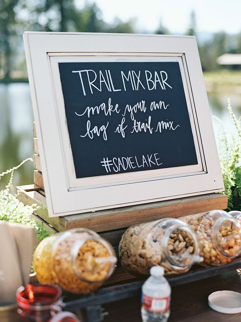 Trail mix bar wedding reception food idea
