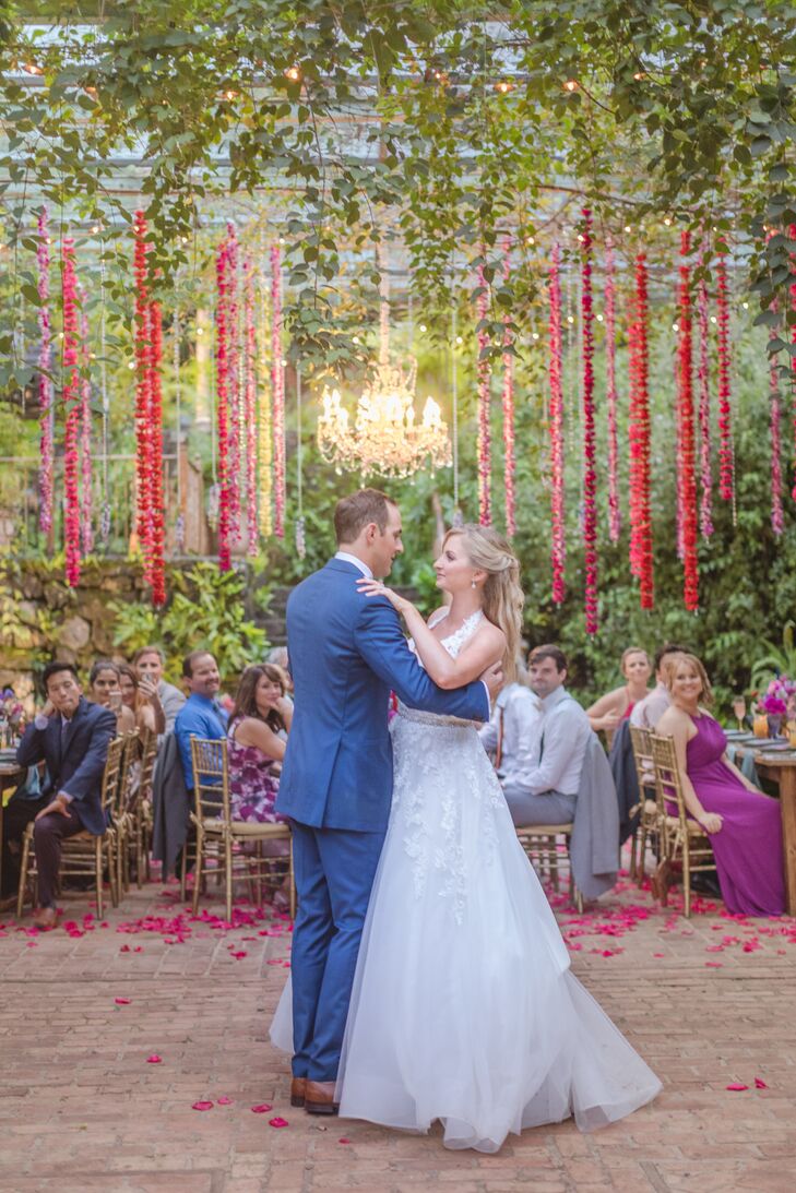 First Dance with Colorful Hanging Flowers