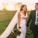 Bride in a Cathedral Veil and Old Hollywood Glam Wedding Dress