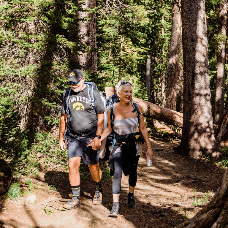 Cute Mountain Hiking Engagement Photo
