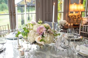 Romantic Hydrangea and Dahlia Centerpieces
