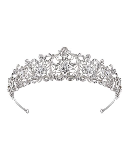 AW Bridal AW BRIDAL Tiaras and Crowns for Women, Queen Crown - Crystal Wedding Tiara Princess Headband for Pageant Prom Birthday Hair Accessories, Silver Silver Tiara - 6
