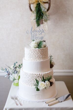 White Buttercream Cake with Piped Dot Tiers