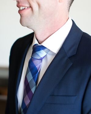 Blue and Purple Plaid Ted Baker Groom's Tie