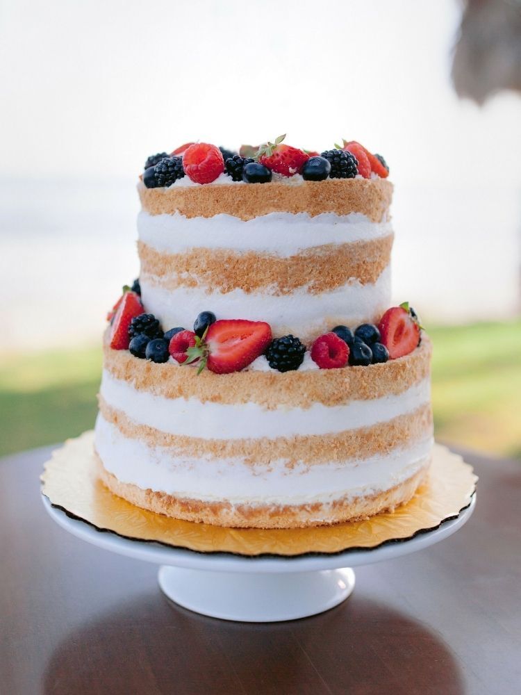 naked cake decorated with fresh berries