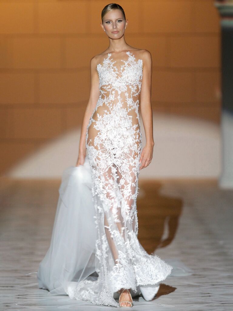 Sheer Pronovias wedding dress