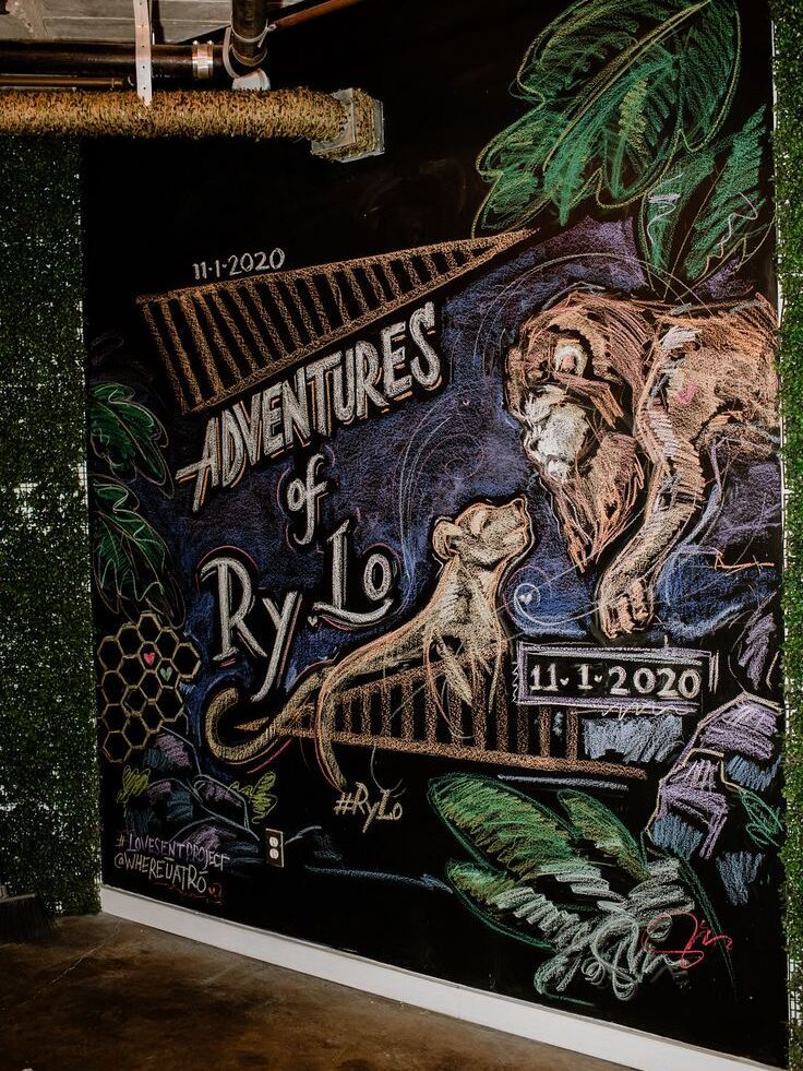 Chalk mural at wedding