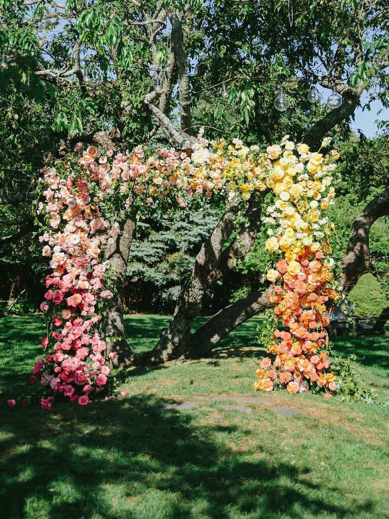 rainbow wedding ideas floral arch