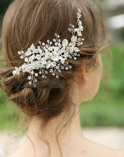 AW Bridal AW BRIDAL Wedding Hair Clip Bridal Hair Comb Rhinestones Wedding Hair Accessories for Brides Flower Girl Bridal Hair Pieces (Sliver) Silver Pins, Combs + Clip - 5