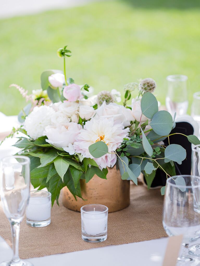 A lovely spray of white flowers and greenery.