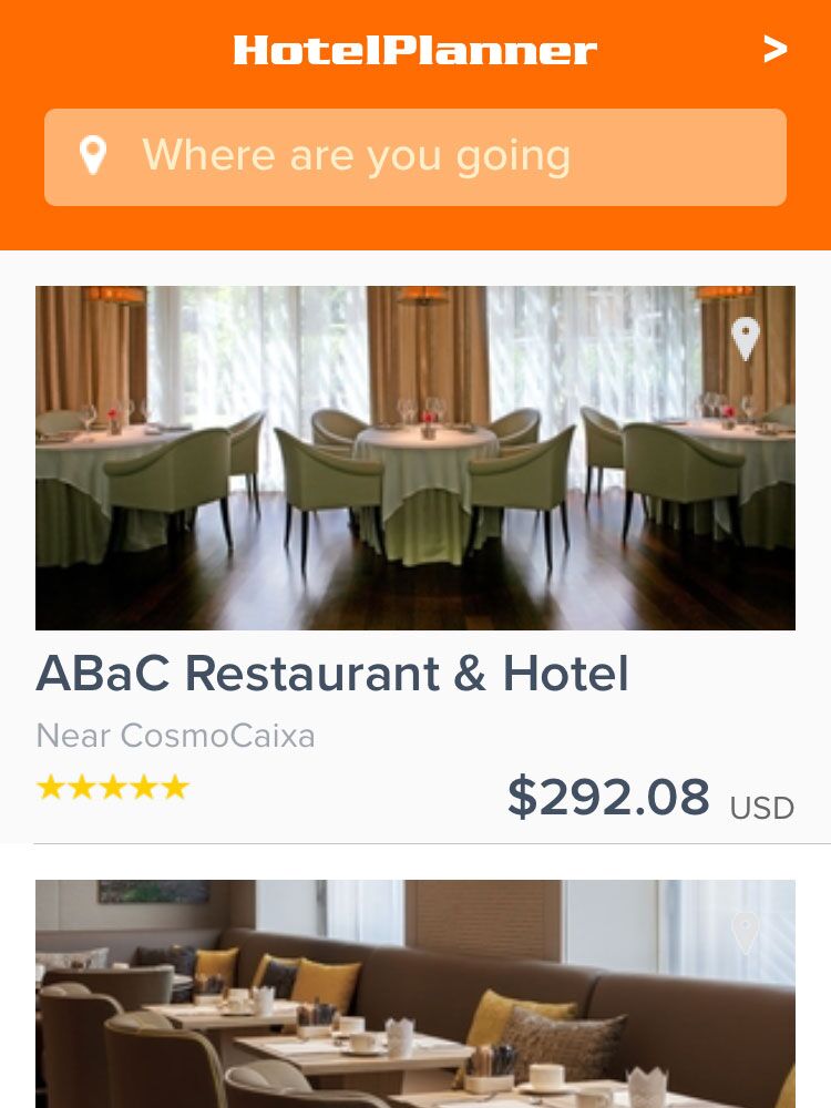 HotelPlanner wedding app screenshot