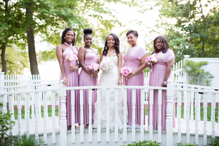 Mismatched Mauve Floor-Length Bridesmaid Dresses