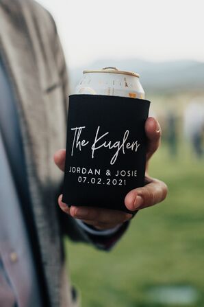Custom Black-and-White Koozie Wedding Favor