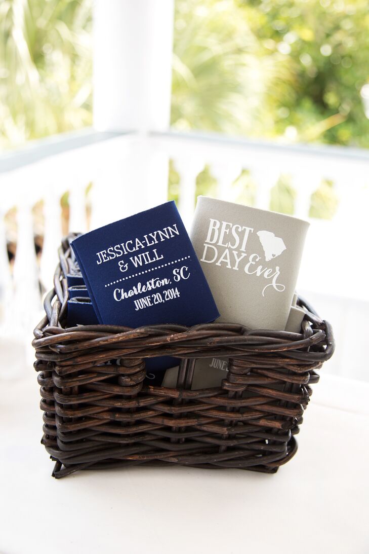 Custom Navy and Gray Koozies