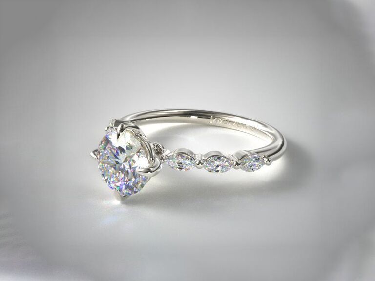 James Allen shared prong marquise side stone diamond engagement ring in 14K white gold