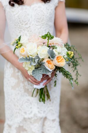Peach and White Textured Bridal Bouquet