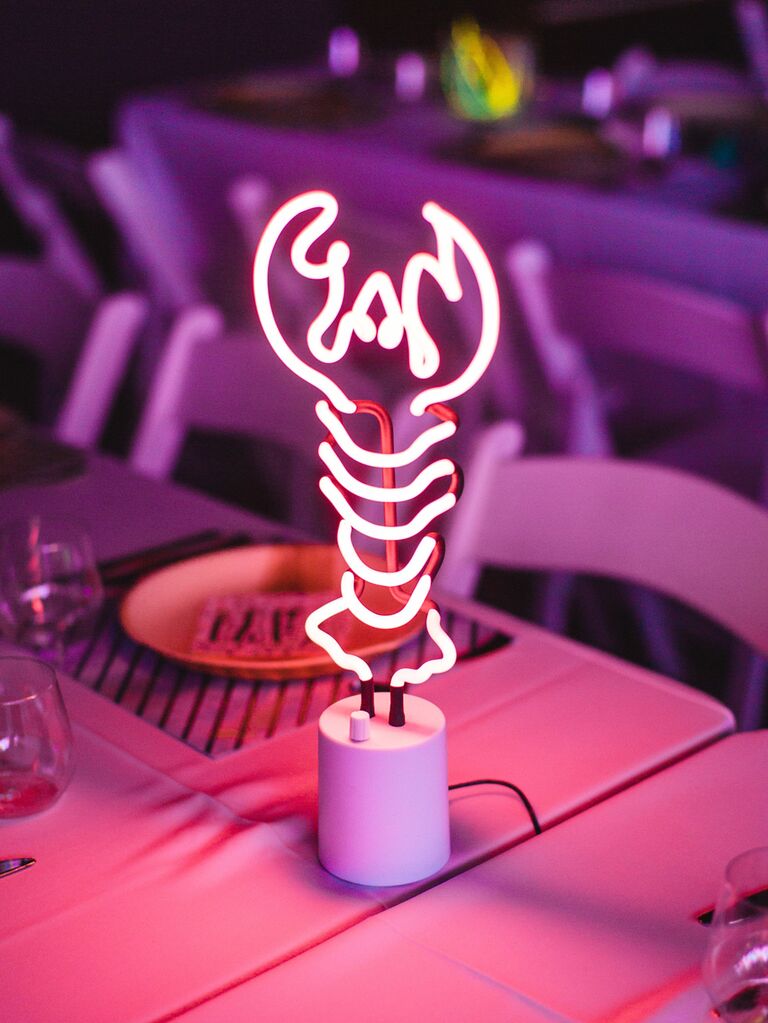 Lobster neon light wedding table number