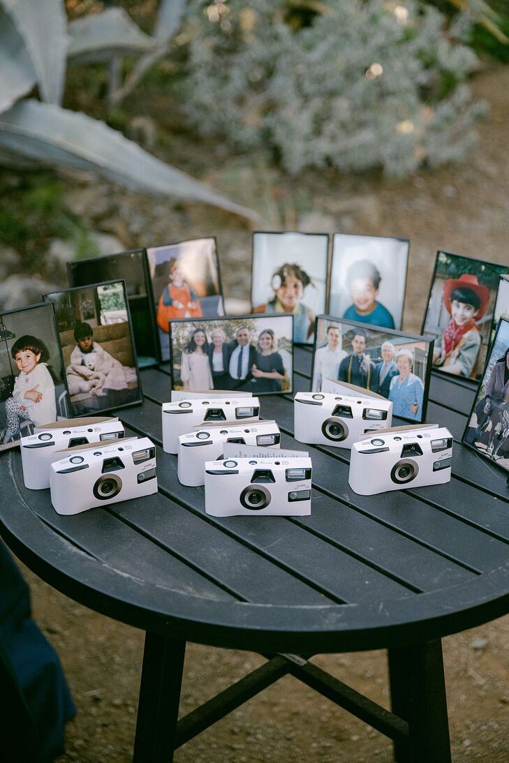 Personal Photo Display Table With Disposable Cameras for Guests