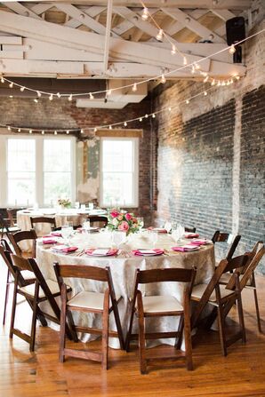 Ivory and Pink Table Linens