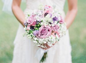 Pink, Purple and White Bouquets with Roses and Hypercium