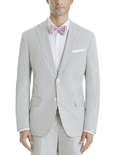 Striped seersucker suit for the father of the bride. 