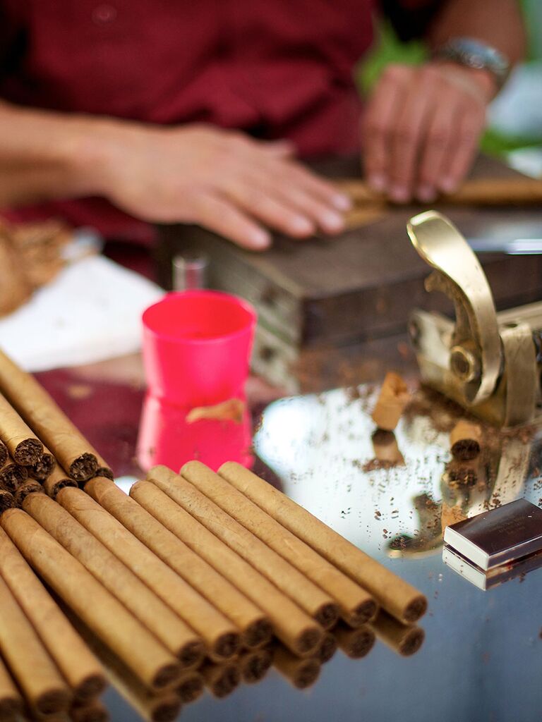 Cigar bar at a wedding reception