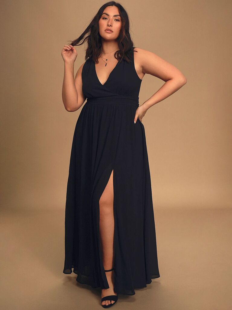 Lulus black bridesmaid dress for elegant fall weddings