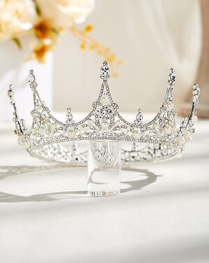 AW Bridal AW BRIDAL Crown for Women Queen Crown - Princess Crown Pearl Wedding Tiara Headpieces for Pageant Prom Quinceanera Birthday Christmas Hair Accessories, Silver Silver Tiara
