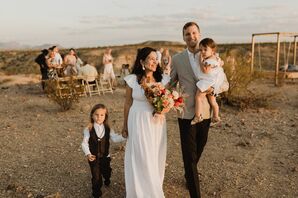 Natural Bohemian Couple and Kids at Willow House in Terlingua, Texas
