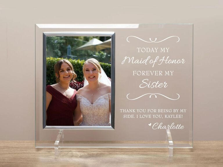 Glass frame sister maid of honor gift