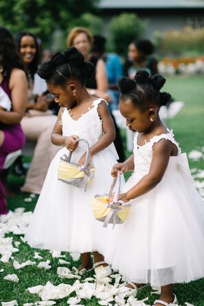 Flower Girls at Wedding at Mystical Rose Gardens in Baldwin, Wisconsin