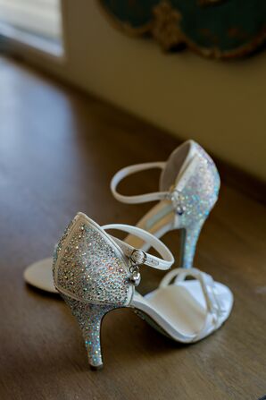 Silver Shoes with Sparkly Rhinestones