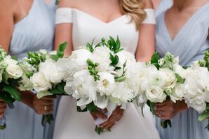 Classic White Bouquet of Roses and Carnations