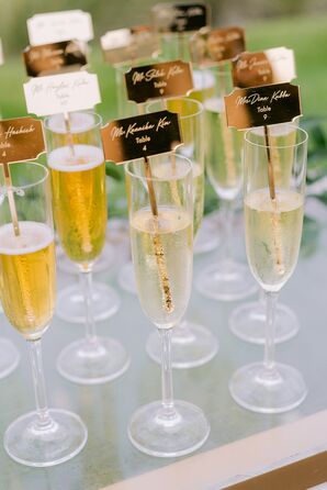 Champagne Escort Cards at Luxurious California Wedding Reception