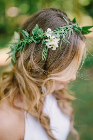 Greenery Laurel Flower Crown With White Flowers