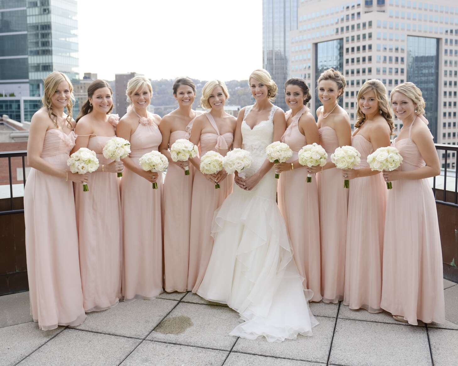 vintage blush pink bridesmaid dresses Marcella Women's Park Mock