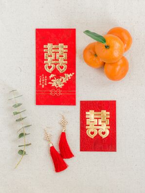 Red Chinese-Inspired Earrings and Accessories