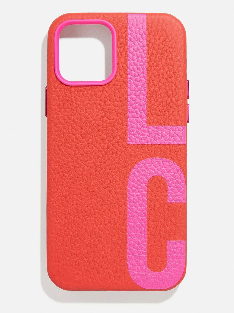 Pink and orange initial phone case just because gift